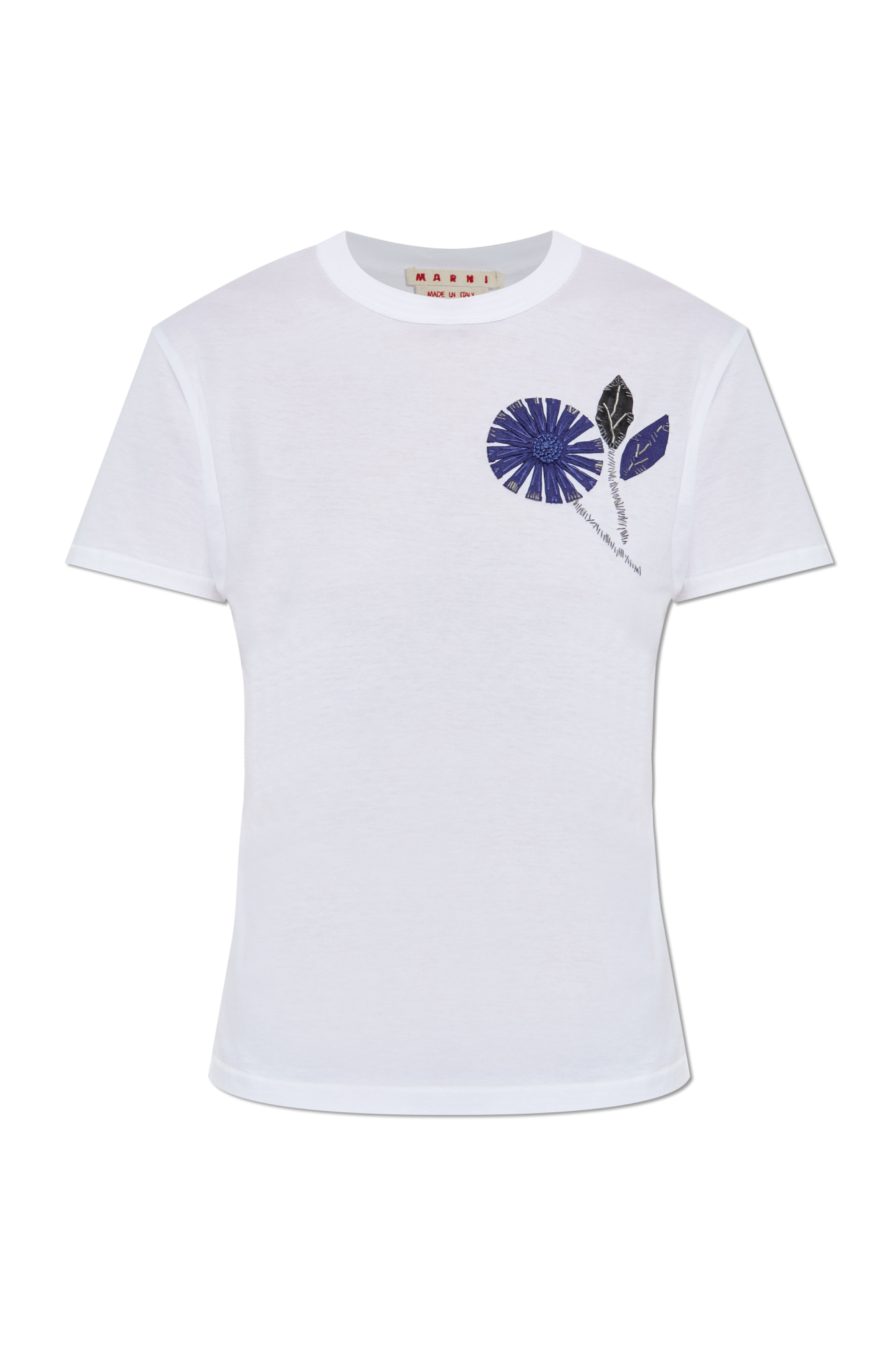 Tシャツ・カットソー MARNI T-SHIRT WITH MARNI APPLICATIONS White organic cotton T-shirt with logo | Marni